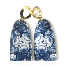 Blue Earrings, Floral 